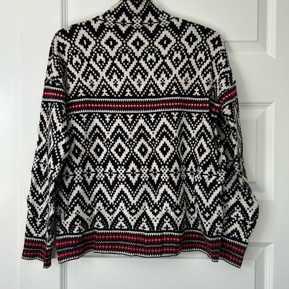 Tahari Winter Fair Isle Pull Over Aztec Print Boxy Mock Neck Sweater - Picture 5 of 6